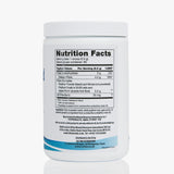 Supplement bottle with fiber blend nutrition facts label, dietary fiber and prebiotic info