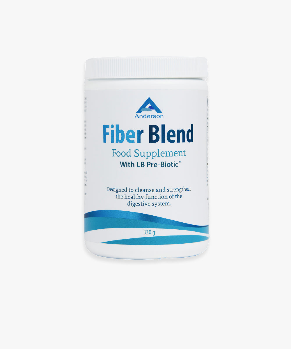 Anderson Fiber Blend food supplement container on a white background