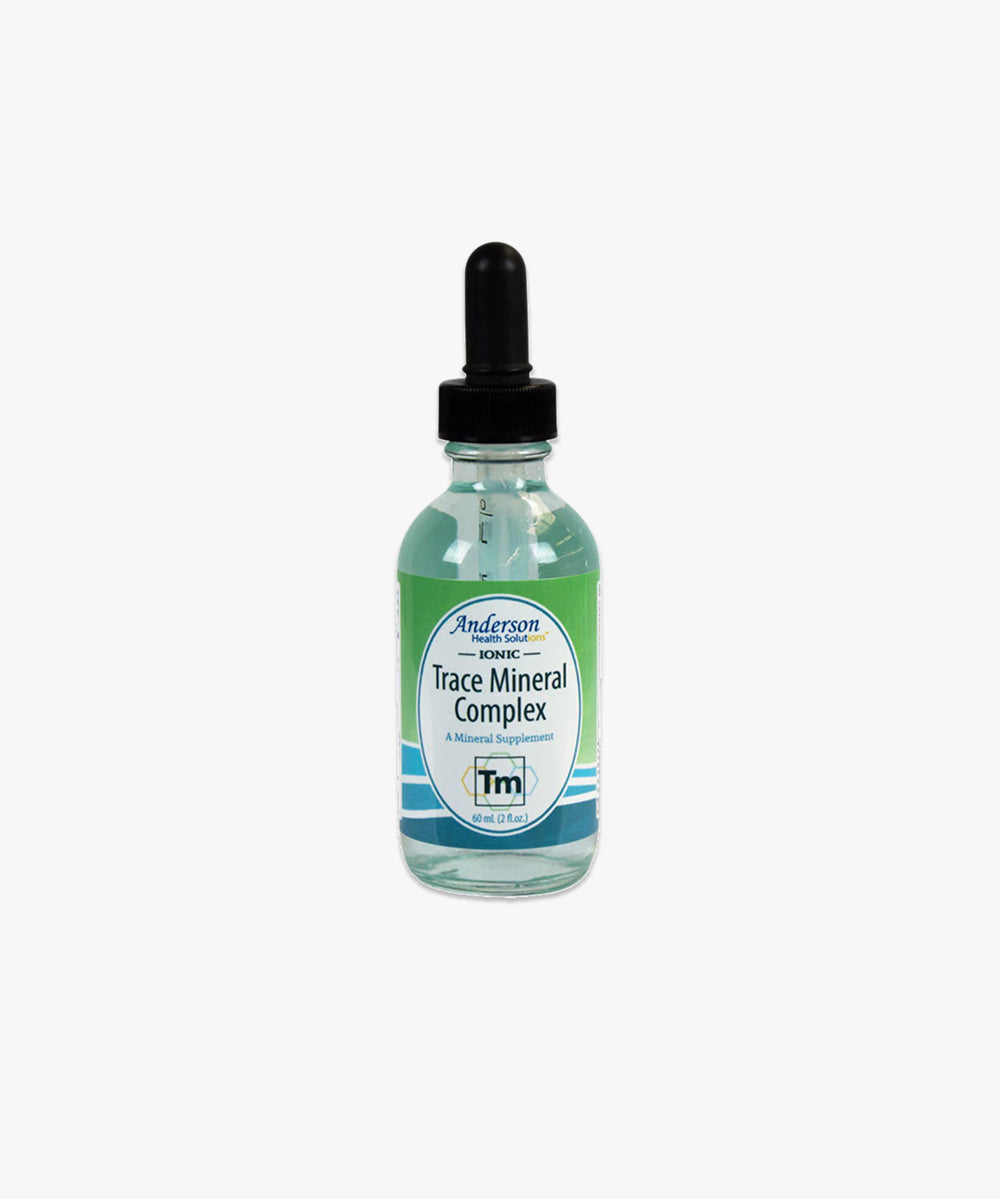 Bottle of Anderson Trace Mineral Complex on a white background
